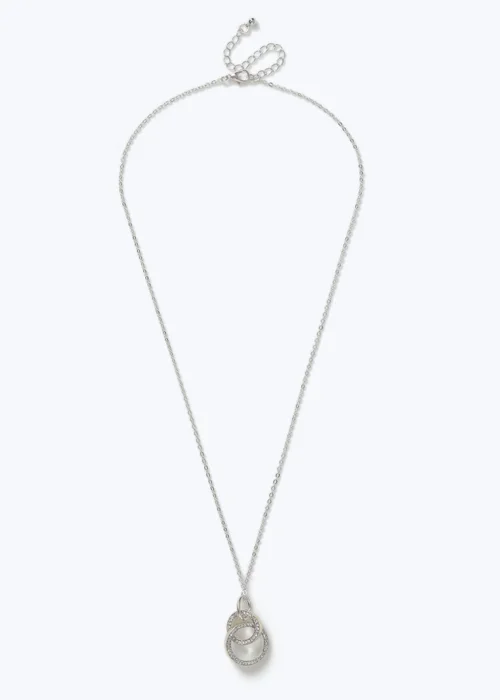 Muse Silver Pave Double Link Necklace - One Size Image 1