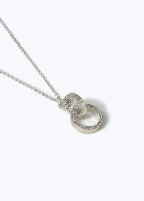 Muse Silver Pave Double Link Necklace - One Size Image 2
