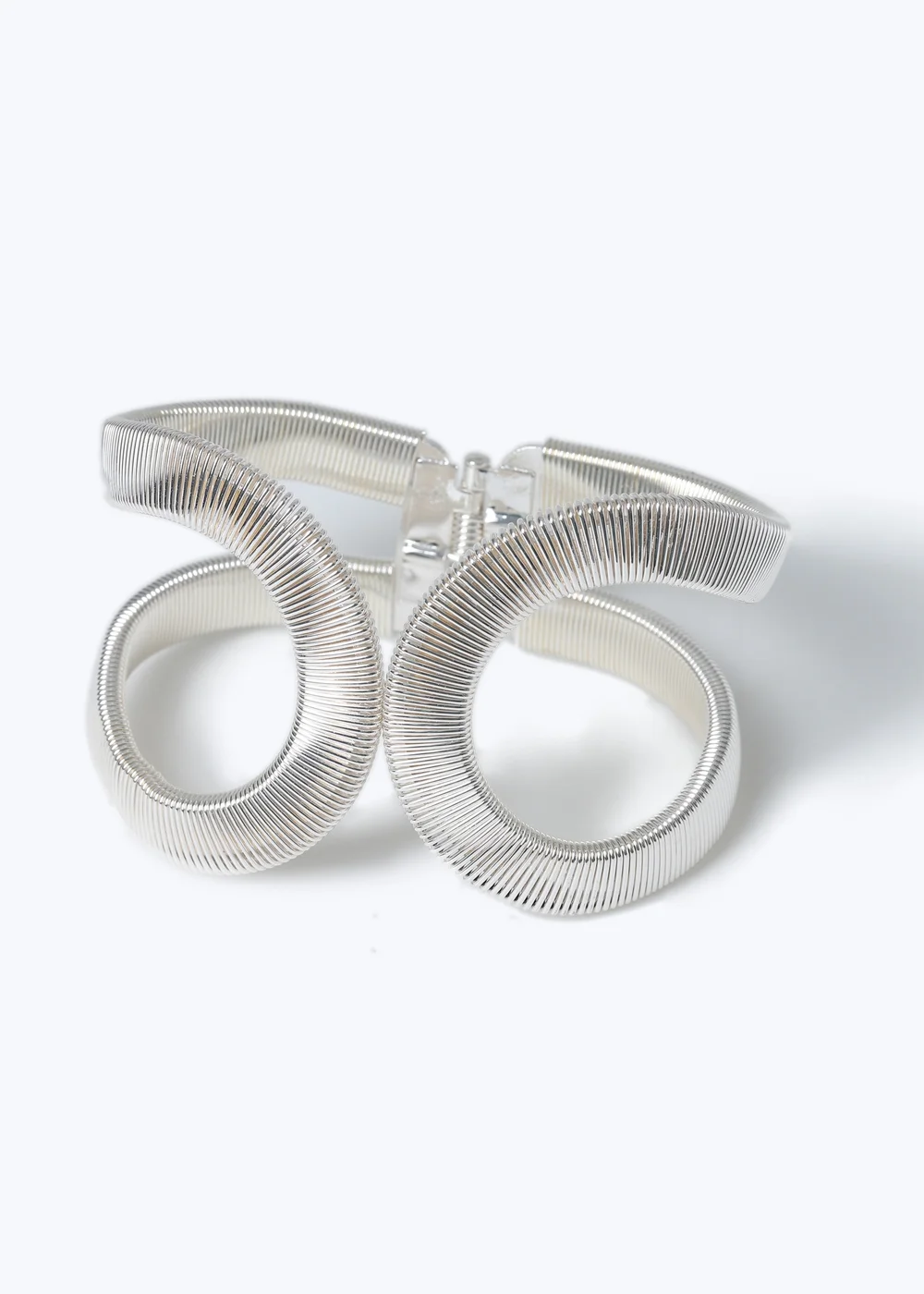Muse Silver Ribbed Loop Cuff - One Size Image 2