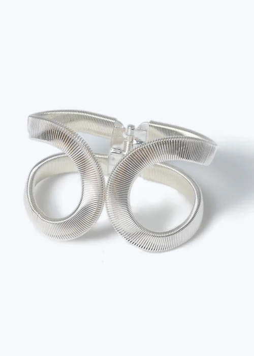 Muse Silver Ribbed Loop Cuff - One Size Image 2