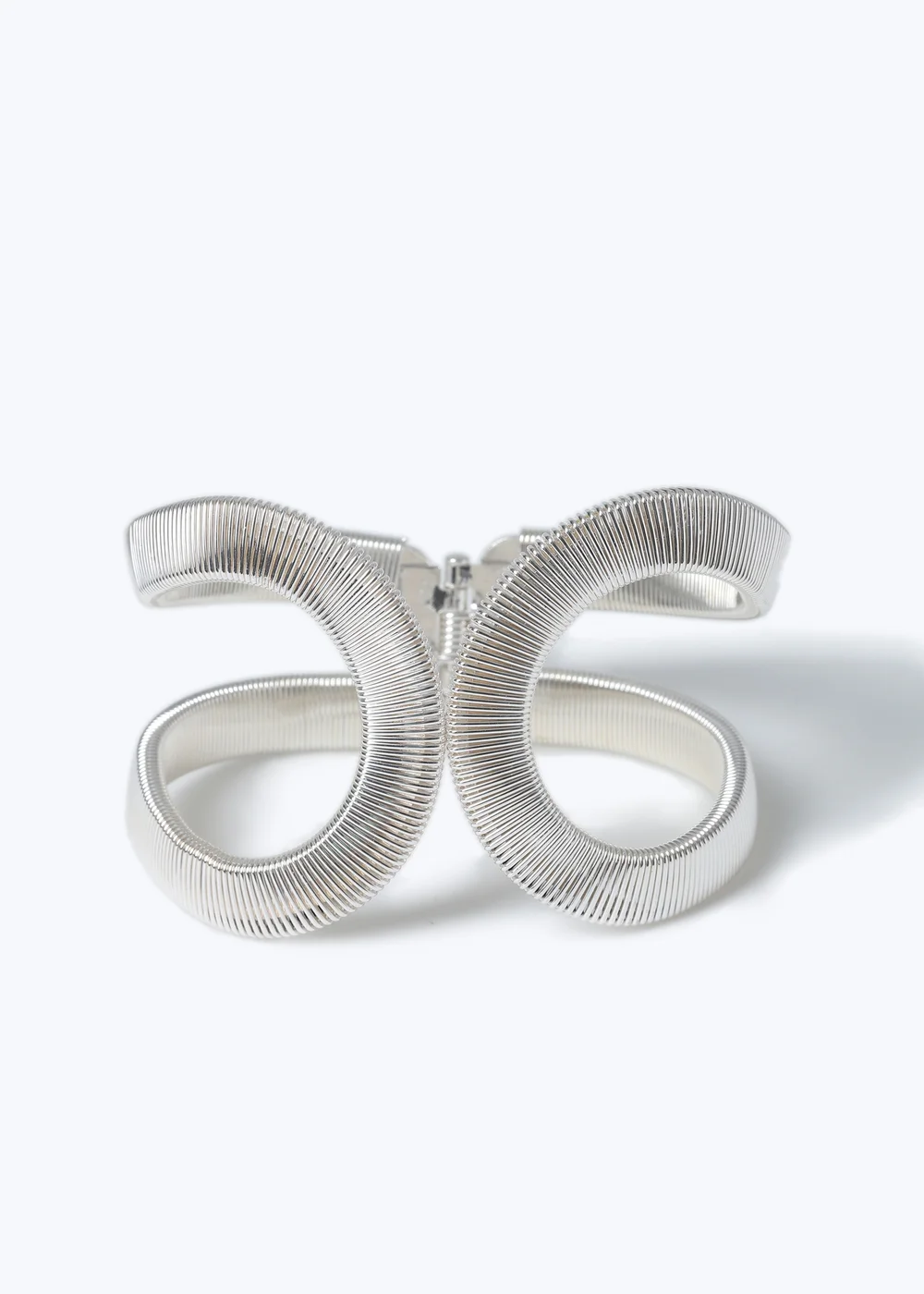 Muse Silver Ribbed Loop Cuff - One Size Image 1