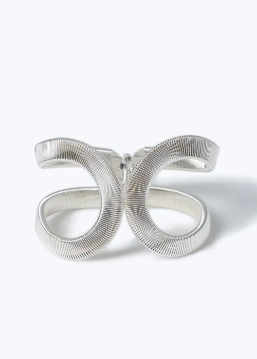 Muse Silver Ribbed Loop Cuff - One Size Image 1