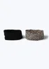 Muse 2 Pack Black & Animal Print Jersey Headband - One Size Image 1