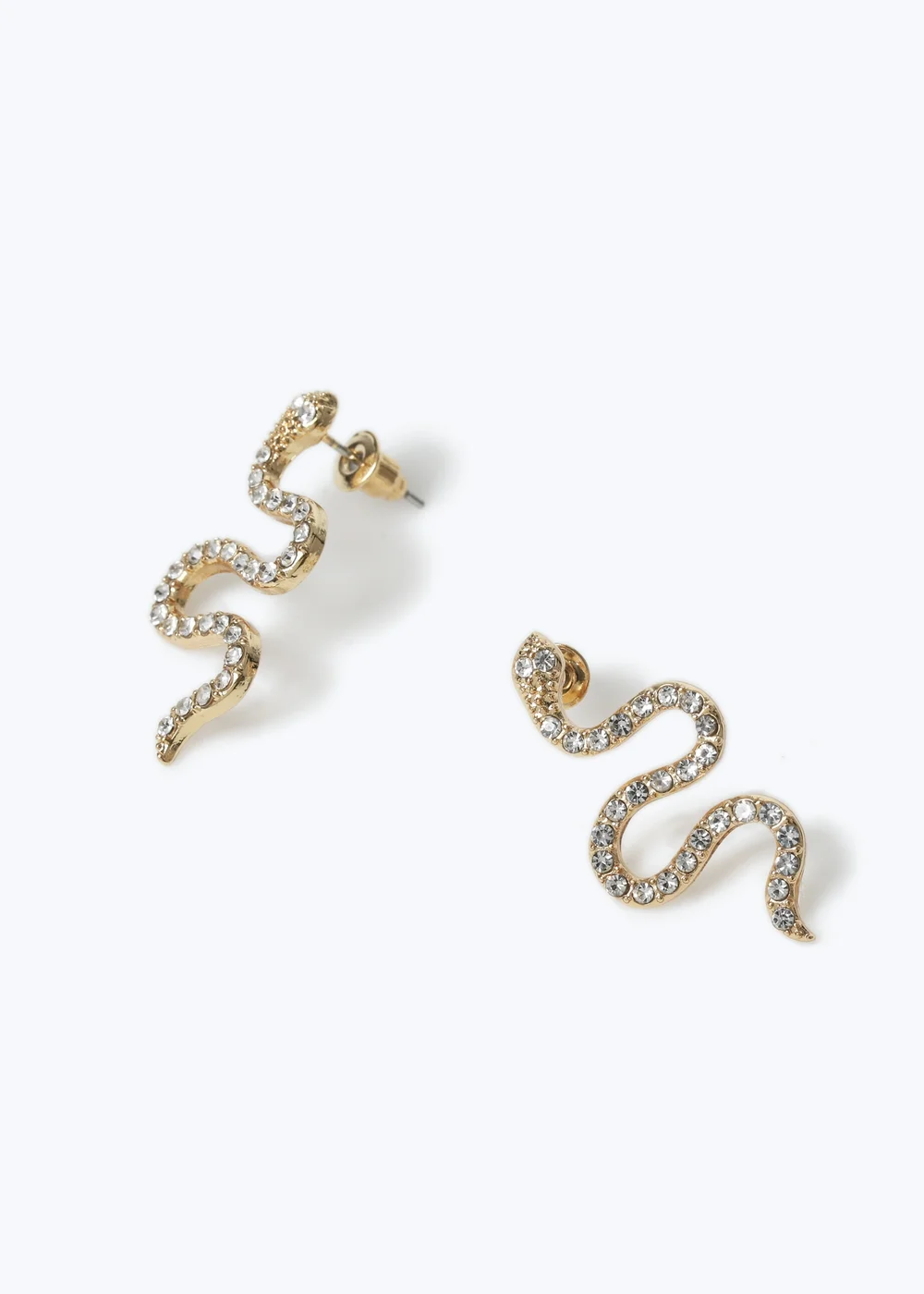 Muse Gold Crystal Snake Earrings - One Size Image 2