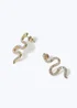 Muse Gold Crystal Snake Earrings - One Size Image 2
