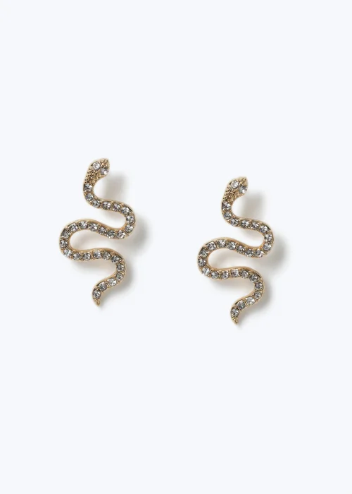 Muse Gold Crystal Snake Earrings - One Size Image 1