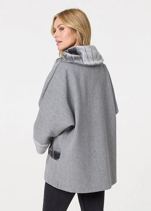 Izabel London Grey Faux Fur Trim Zip-Up Relaxed Jacket - S/M Image 2