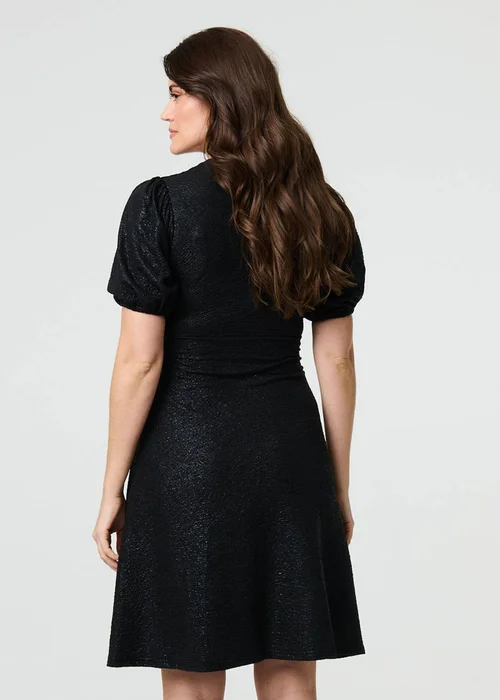 Izabel London Black Sparkly Belted Wrap Midi Dress - 8 Image 3