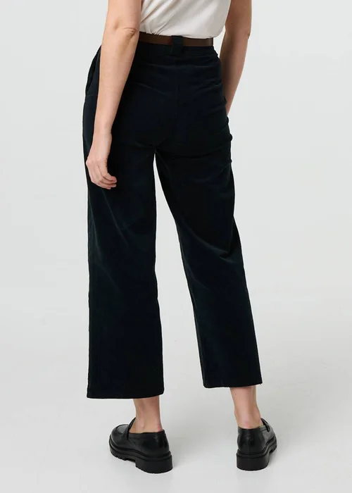 Izabel London Black Faux Leather Belt Corduroy Trousers - S Image 3