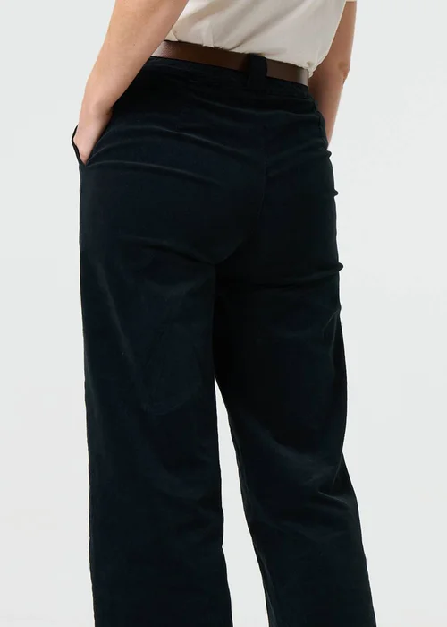 Izabel London Black Faux Leather Belt Corduroy Trousers - S Image 2