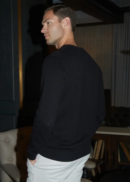 Threadbare Black Mini Cable Textured Knit Crew Neck Jumper - S Image 2
