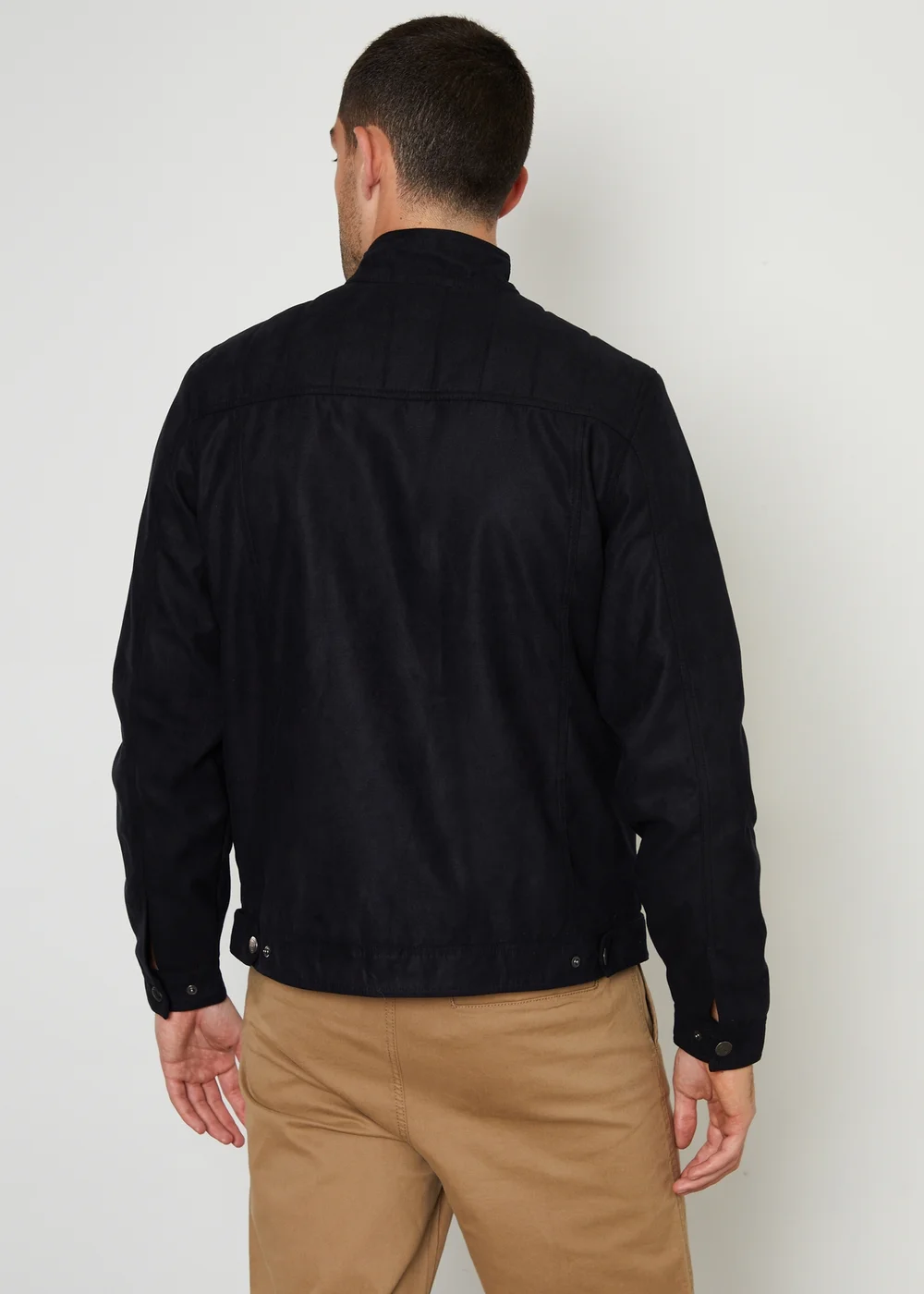 Threadbare Black Faux Suede Racer Jacket - L Image 2