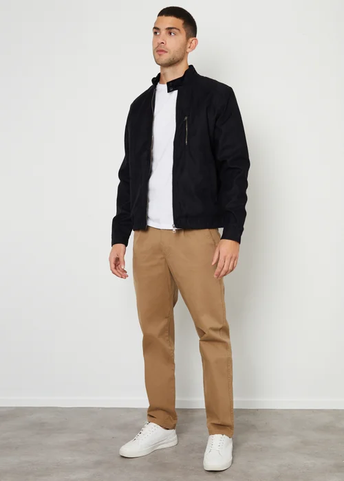 Threadbare Black Faux Suede Racer Jacket - L Image 4