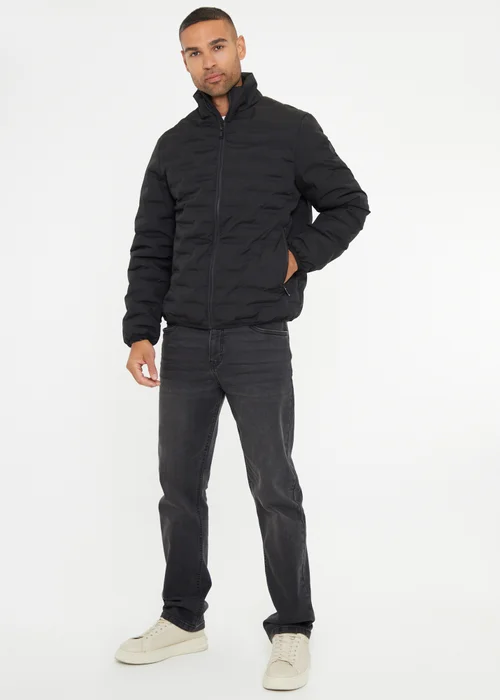 Threadbare Black Quilted Funnel Neck Padded Jacket - S Image 4