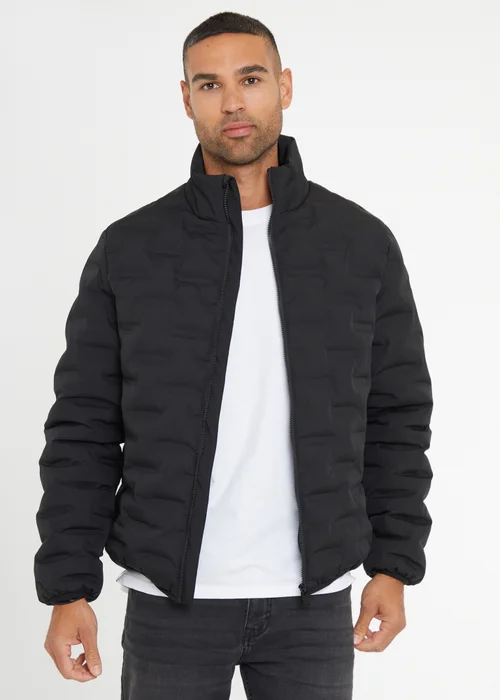 Threadbare Black Quilted Funnel Neck Padded Jacket - S Image 1