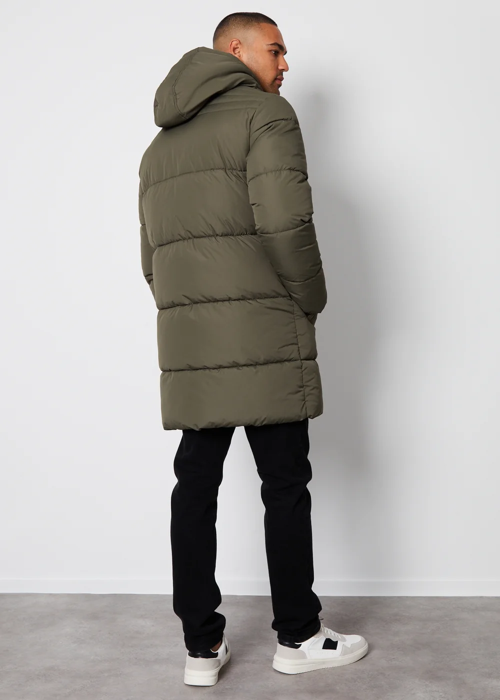 Threadbare Khaki Showerproof Hooded Longline Puffer Jacket - S Image 2