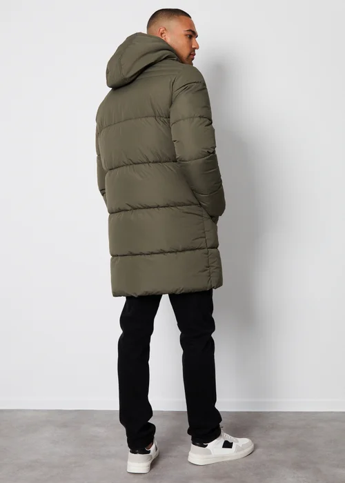 Threadbare Khaki Showerproof Hooded Longline Puffer Jacket - S Image 2