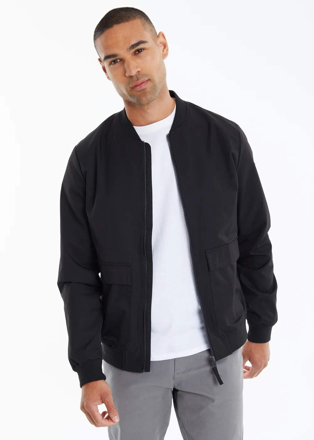 Threadbare Black Utility Pocket Bomber Jacket - S Image 1