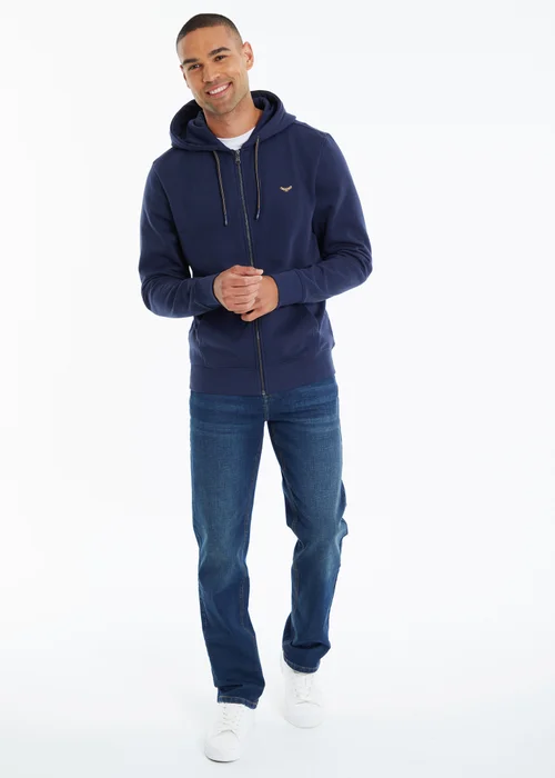 Threadbare Navy Cotton Blend Tangerine Zip Through Hoodie - S Image 4