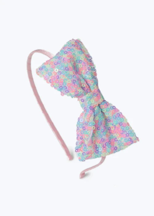 Muse Multicolour Sequin Bow Headband - One Size Image 2