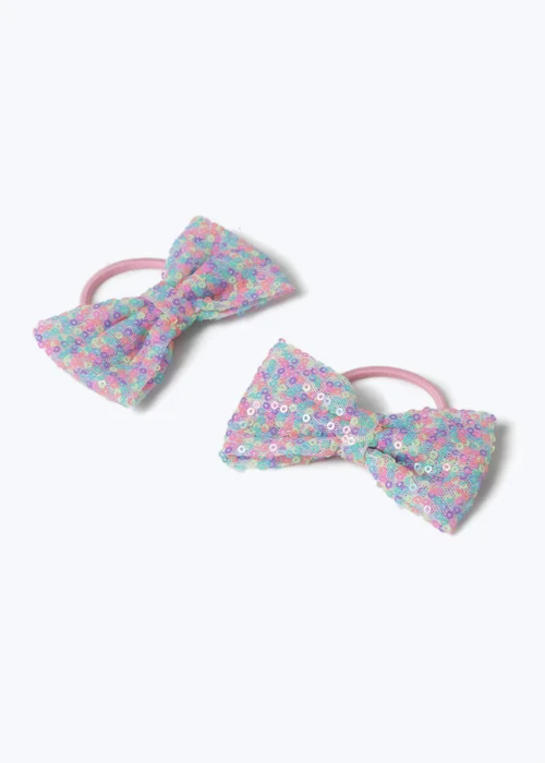 Muse 2 Pack Multicolour Sequin Bow Hair Bobbles - One Size Image 2