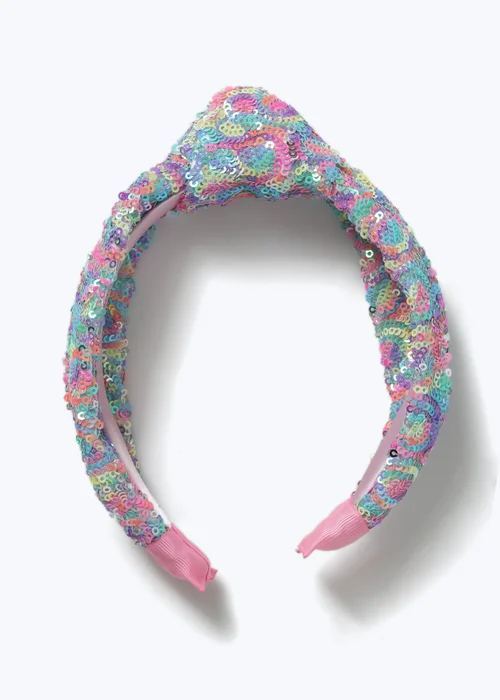 Muse Pink Pastel Sequin Knot Headband - One Size Image 1