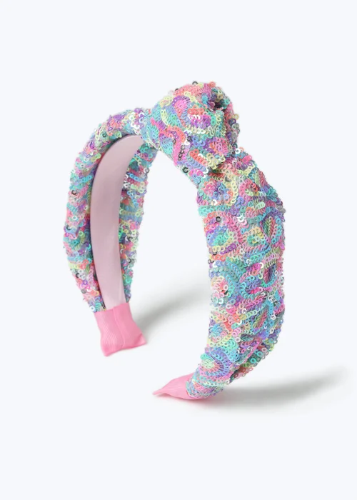 Muse Pink Pastel Sequin Knot Headband - One Size Image 2