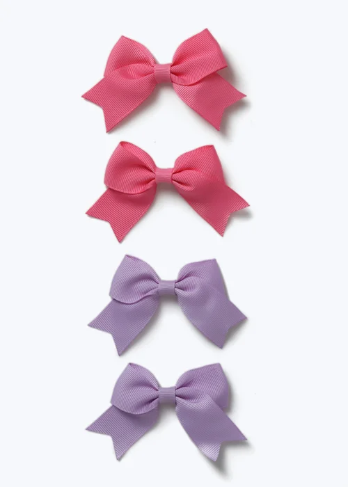 Muse Pink & Purple Small Bow Hair Clips - One Size Image 1