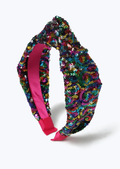 Muse Pink Bright Sequin Knot Headband - One Size Image 1