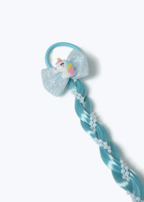 Muse Blue Unicorn Pearl Fake Hair Plait - One Size Image 2