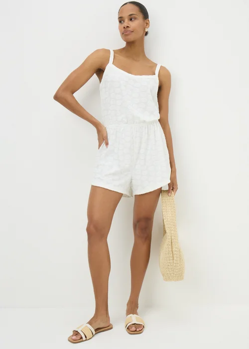 Cream Towelling Playsuit - 2XL Image 2