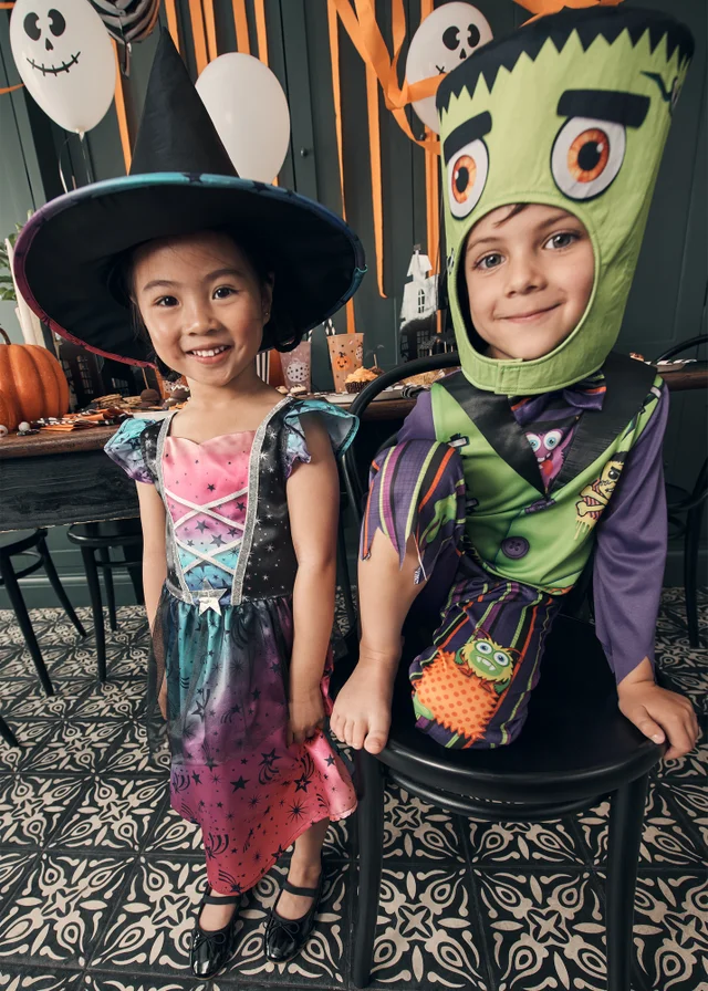 Girls Pink Witch Halloween Costume (1-9yrs)