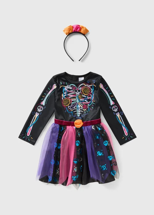 Day Of The Dead Girls Black Halloween Costume (1-7yrs) - 1-1.5 Yrs Image 1