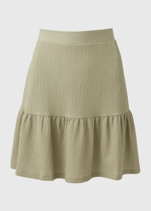 Sage Green Textured Tiered Mini Skirt - 8 Image 3