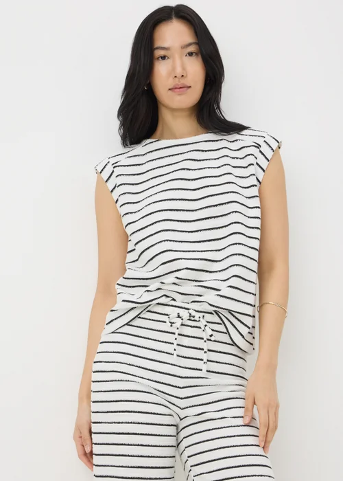 Monochrome Stripe Co Ord Towelling Top - S Image 2