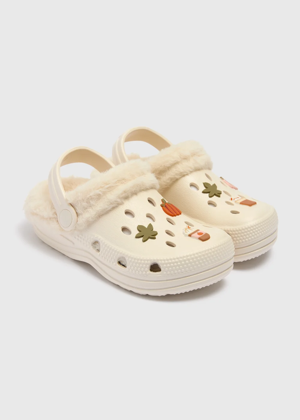 Kids Cream Autumn Badge Clogs (Younger 4/5-Older 5-6) - 4-5 Infant Image 1