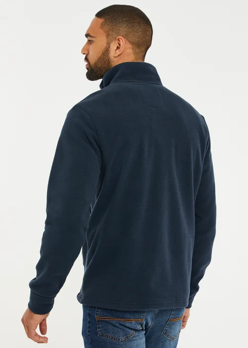 Threadbare Navy Quarter Zip Quilted Fleece Jumper - S Image 2