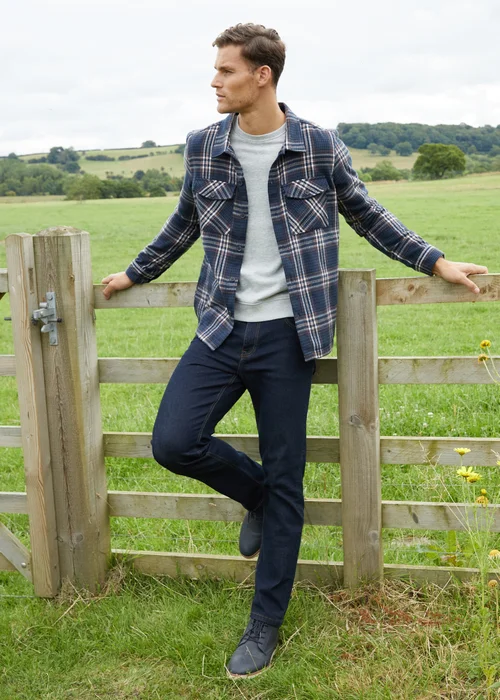 Threadbare Navy Brushed Check Shacket - S Image 3
