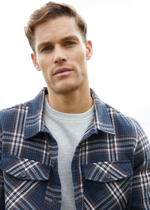 Threadbare Navy Brushed Check Shacket - S Image 4
