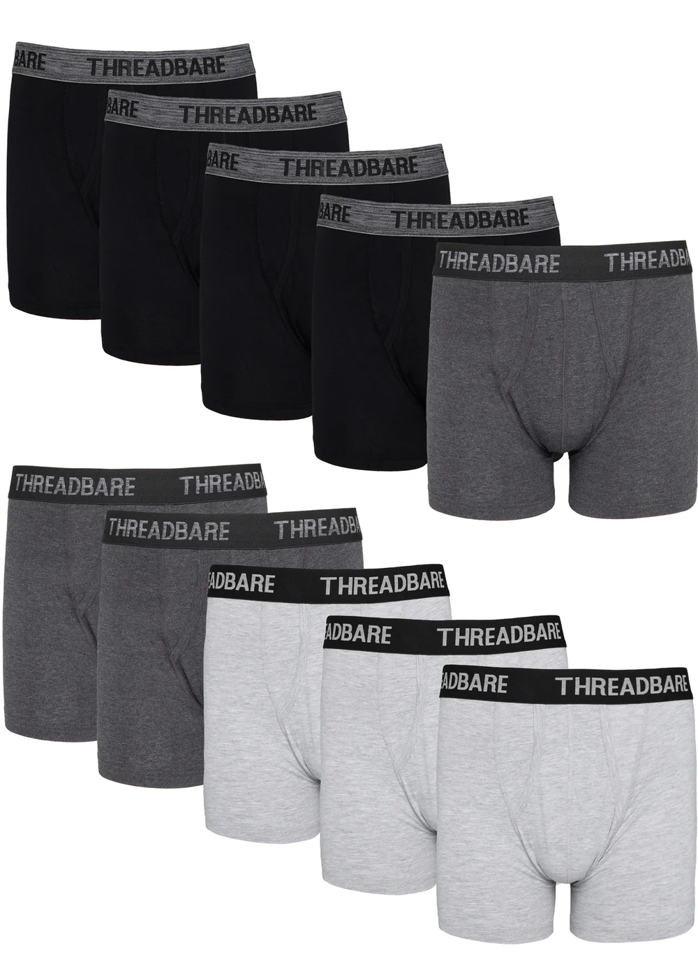 Threadbare Black 10 Pack A-Front Trunks - S Image 1