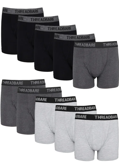 Threadbare Black 10 Pack A-Front Trunks - S Image 1