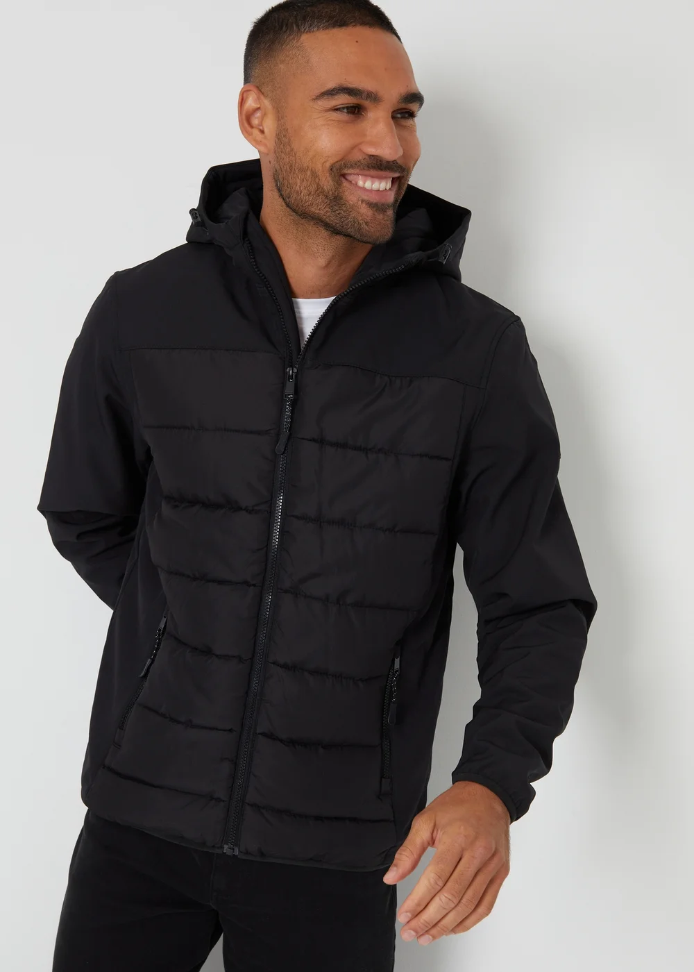 Threadbare Black Hooded Jacket With Padded Chest - 2XL Image 1