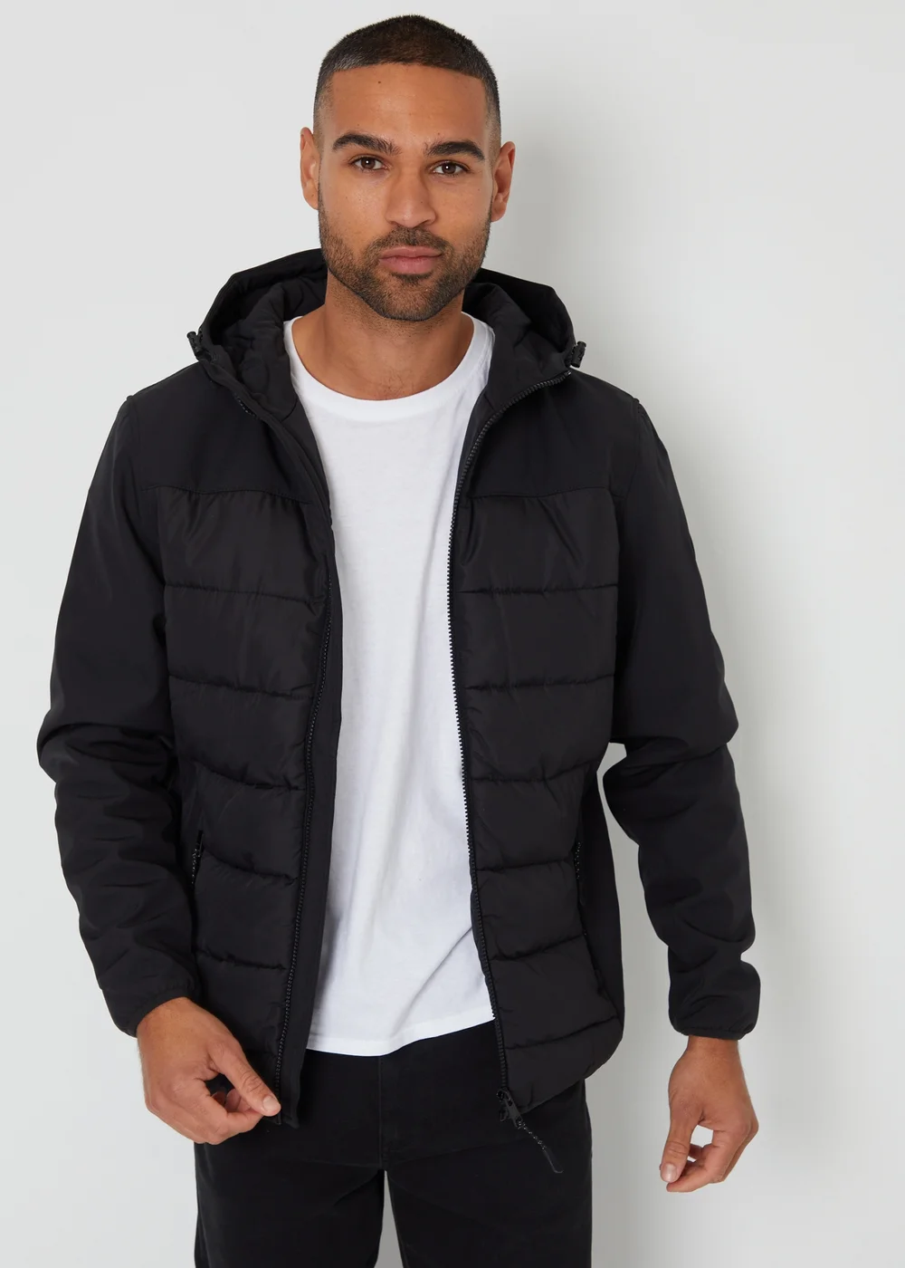 Threadbare Black Hooded Jacket With Padded Chest - 2XL Image 5