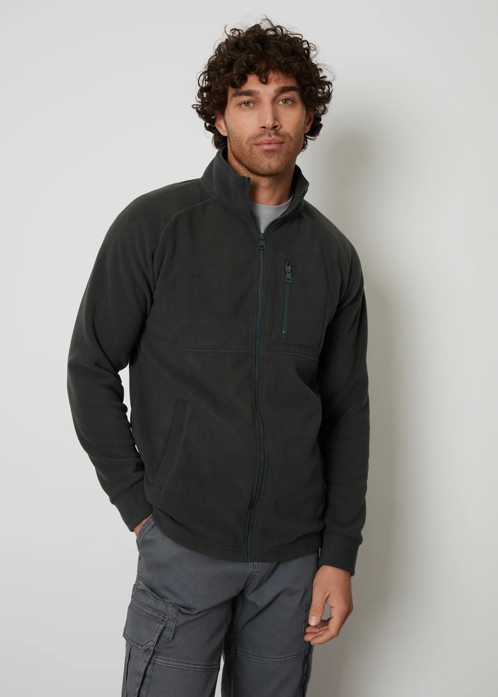 Threadbare Charcoal Zip Up Microfleece Jacket - S Image 1