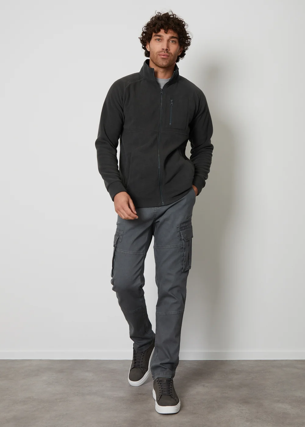 Threadbare Charcoal Zip Up Microfleece Jacket - S Image 4