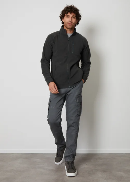 Threadbare Charcoal Zip Up Microfleece Jacket - S Image 4