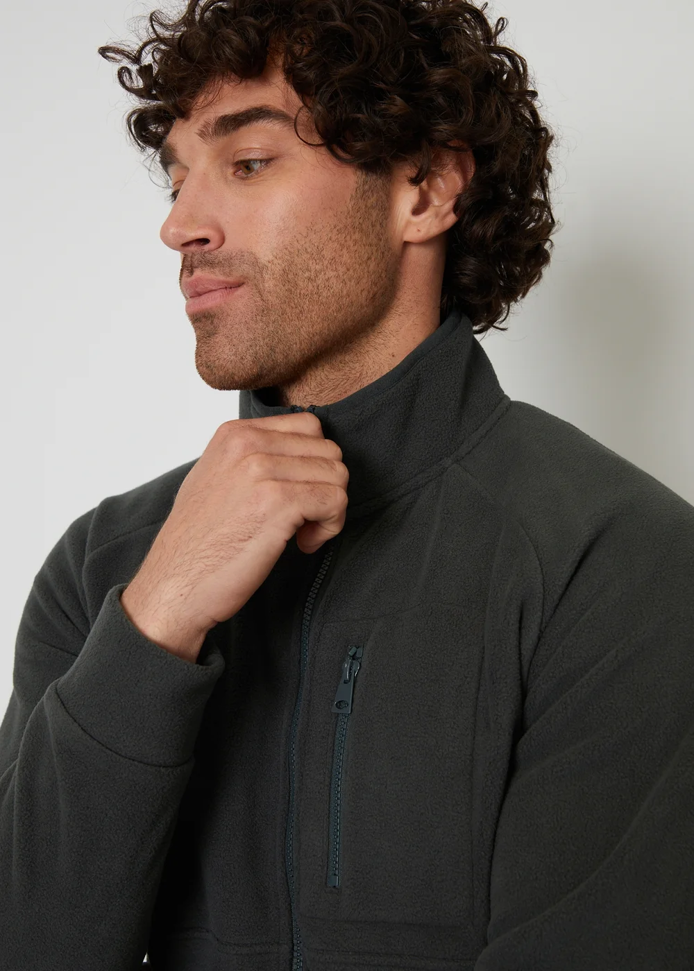 Threadbare Charcoal Zip Up Microfleece Jacket - S Image 3