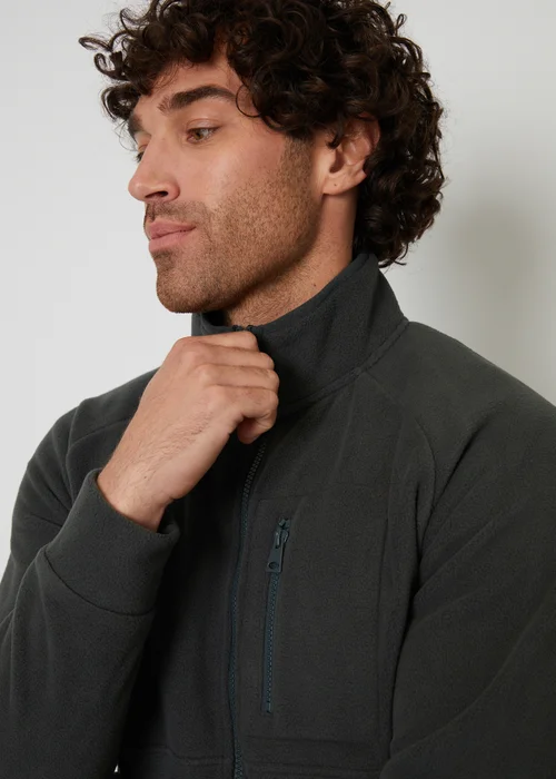 Threadbare Charcoal Zip Up Microfleece Jacket - S Image 3