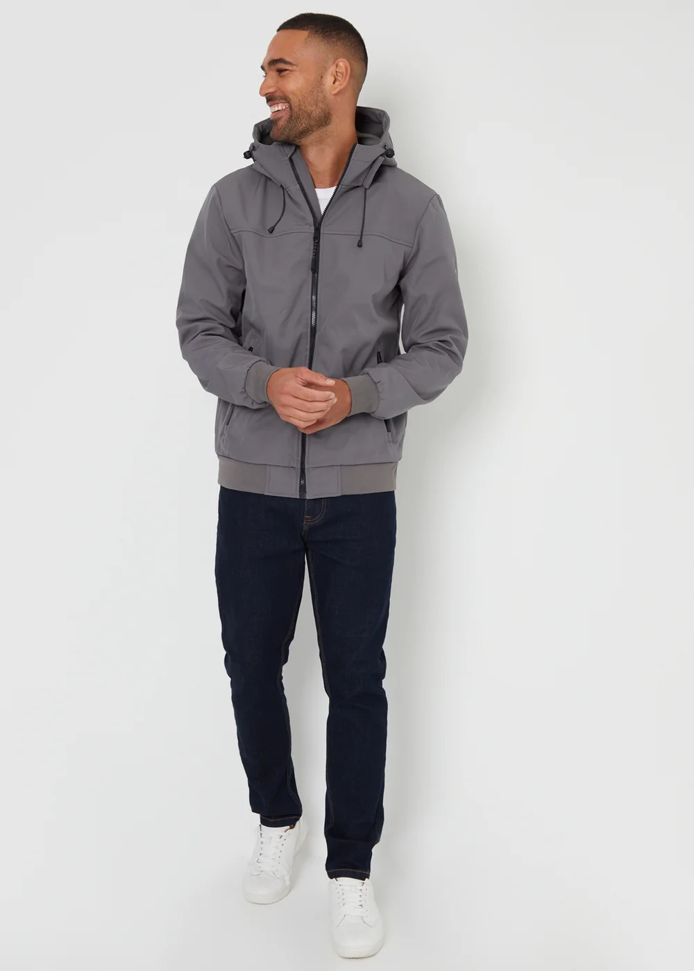 Threadbare Dark Grey Hooded Lightweight Jacket With Stretch - 2XL Image 4