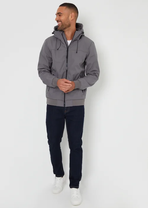 Threadbare Dark Grey Hooded Lightweight Jacket With Stretch - 2XL Image 4